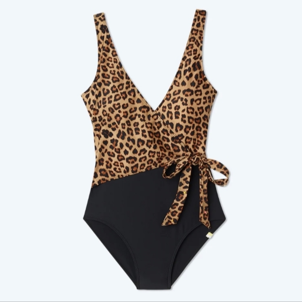 NWT Summersalt The Perfect Wrap Leopard Print One Piece Swimsuit Bathing Suit